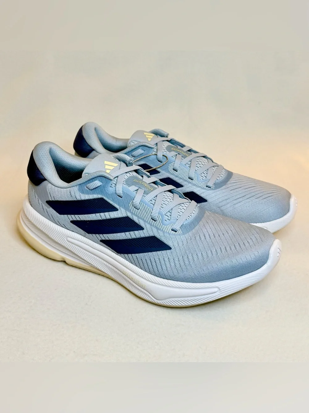Adidas Supernova Ease ; Light Blue Running Shoes with Navy Stripes